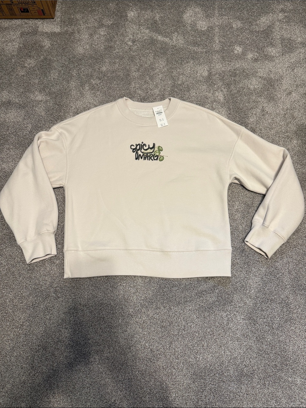 NWT Abercrombie & Fitch Cream 'Spicy MARG' Embroidered Sweatshirt